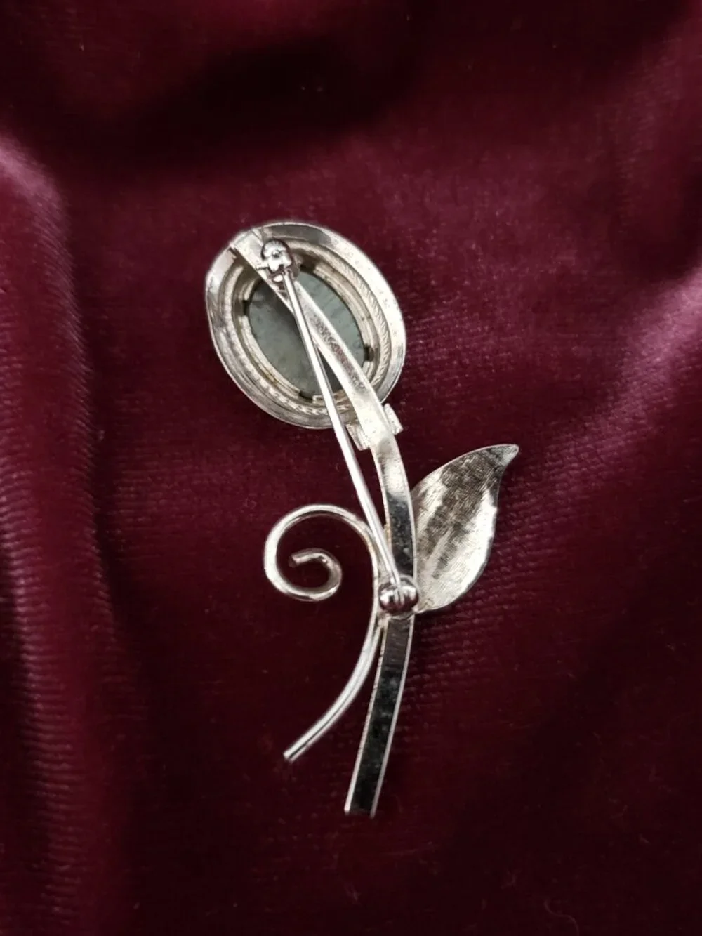 Vintage Silver Filigree Black Hematite Flower Pin